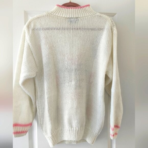 VINTAGE Impromptu White Chunky Knit Long Sleeve Sweater Size 36 - Picture 3 of 5